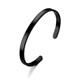 Minimalist black stainless steel open cuff bracelet with a polished mirror finish for women - Gunmetal