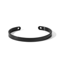 Minimalist black stainless steel open cuff bracelet featuring heart-shaped cut-outs - Heart Design Gunmetal Black