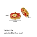 Goldener Edelstahl Hamsa-Hand Anhänger mit rotem Emaille-Auge für DIY-Schmuckherstellung - Einzelpreis (Tropföl) / Roter Hamsa-Stil (HP0231G07)