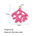 Ciondolo corallo rosa in acciaio inossidabile per gioielli DIY con anello dorato - Rosa Acceso (HP0245G03)