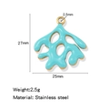 Ciondolo corallo in smalto azzurro in acciaio inossidabile dorato per gioielli DIY - Ciano (HP0245G05)