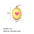 Pendente ovale in acciaio inossidabile dorato con cuore rosa e trama a raggiera - Rosa (HP0242G03)