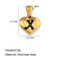 Pendentif cœur en acier inoxydable doré poli avec motif ajouré de la lettre X - Or-X