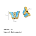 Goldene Edelstahl Schmetterling Böser Blick Perle mit blauem Emaille Emaille für DIY Schmuck - Einzelpreis (Tropföl) / Blauer Schmetterlingsstil (HP0231G10)