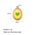 Gold-plated stainless steel oval pendant with green enamel heart and radial texture - Green (HP0242G05)