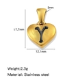 Pendentif cœur en acier inoxydable doré avec lettre Y en émail noir pour bijoux DIY - Or-Y