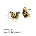 Goldene Edelstahl Schmetterlingsperle mit Evil-Eye Emaille und Größenangaben für DIY - Einzelpreis (Tropföl) / Schwarzer Schmetterlingsstil (HP0231G12)