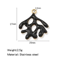 Pendente corallo in acciaio inossidabile smaltato nero e oro per gioielli fai-da-te - Nero (HP0245G08)