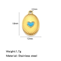 Gold stainless steel oval pendant with blue enamel heart, dimensions 18x12mm - Blue (HP0242G07)