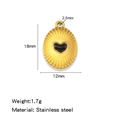Gold plated stainless steel oval pendant with black heart enamel and size dimensions - Black (HP0242G08)