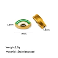 Goldene Edelstahlperle mit grünem Emaille-Auge, 14mm Zubehör für Schmuckherstellung - Einzelpreis (Tropföl) / Grüner Augenstil (HP0231G16)