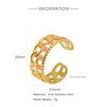 Golden Cuban chain ring with pink heart oil drop design and size dimensions - Pink Heart Style (HR0003G31-2)