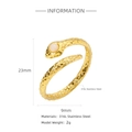 Bague serpent dorée en acier inoxydable 316L avec pierre rose et détails écailles - Style Blanc (HR0003G27-2)