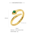 Bague serpent dorée minimaliste avec incrustation de malachite en acier inoxydable 316L - Style Vert (HR0003G27-3)