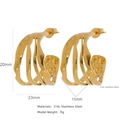 Orecchini a cerchio geometrici a spirale in acciaio inossidabile dorato stile francese - Stile Martellato Irregolare in Oro Fuso (HE0015G25)