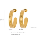 Orecchini a cerchio a C in acciaio inossidabile dorato con texture e dimensioni 21x22mm - Stile Largo a Punti in Rilievo (HE0015G16)