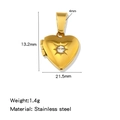 Gold-plated stainless steel heart locket pendant with a sparkling zircon star center - Starburst Locket Style (HP0265G01) / Gold Plated (White Zircon)