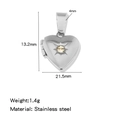 Polished silver heart locket pendant with amber gemstone and starburst engraving - Starburst Locket Style (HP0265S01) / Steel Color (White Zirconia)