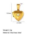 Gold stainless steel heart locket pendant with iridescent gemstone inlay and dimensions - Starburst Locket Style (HP0265G02) / Gold (Colorful Zirconia)