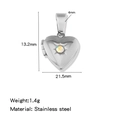 Silver stainless steel heart locket with star-set zircon and precise size markings - Starburst Locket Style (HP0265S02) / Steel (Multi-Color Zirconia)