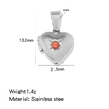Gold-plated heart locket with orange zircon and radial engravings in stainless steel - Steel (Pink Rhinestone)