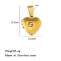 Gold stainless steel heart locket necklace with purple crystal and size dimensions - Gold (Purple Zirconia)