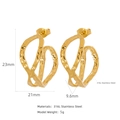 Orecchini a cerchio in acciaio 316L placcato oro 18K con trama a onde martellate - Stile Texture Martellata Irregolare (HE0015G17)