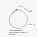 Sleek 3mm silver snake bone chain bracelet in 316L stainless steel for women - 3mm / Steel