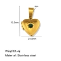 Gold plated stainless steel heart locket with green zircon and sunburst detailing - Gold (Green Zircon)