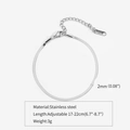 2mm silver flat snake bone chain bracelet in stainless steel with 316L tag - 2mm / Steel