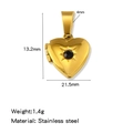 18K gold plated stainless steel heart locket with black zircon and sunburst pattern - Gold (Black Rhinestone)