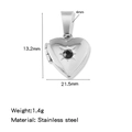 Black zircon heart locket pendant in 18K gold plated stainless steel with starburst design - Steel (Black Stone)