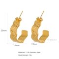 Orecchini a cerchio C in acciaio inossidabile 316L placcati oro 18K con design ondulato - Stile Superficie Piegata a Onda Irregolare (HE0015G06)
