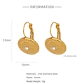 Detail view of 18k gold Evil Eye earrings showing 22mm height and 316L stainless steel material - Evil Eye Rhinestone Inlaid Style (HE0031G)