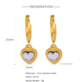 Detail view of 18k gold heart earrings with zircon inlay and 316L steel specs - Heart Pendant Blue-Purple Stone Style (HE0059G)
