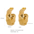 Orecchini a cerchio a forma di C placcati in oro 18 carati con design a coste - Stile Texture a Pieghe Martellate (HE0015G19)