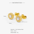 Minimalist 18k gold sunflower studs with 316L stainless steel and zircon inlay - Flower Pattern Pink Stone Style (HE0032G-1)