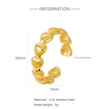 18k gold plated 316L stainless steel heart shaped ear cuff with polished finish - Pointed Heart
