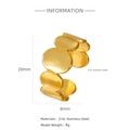Polished 18k gold plated 316L stainless steel ring with wave disc design for women - Flat Disc