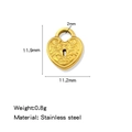 18K gold plated stainless steel heart lock pendant with embossed floral patterns - Heart Lock Gold (HP0246G05)