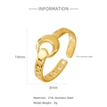 18k gold plated 316L stainless steel crescent moon ring with chain link texture - Sun And Moon Cut Out