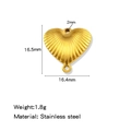 Gold-plated stainless steel heart pendant with radial stripe texture for DIY jewelry - Double Loop Heart Gold (HP0246G12)