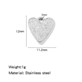 Silver hammered heart pendant in stainless steel measuring 12mm by 11.2mm - Heart Plate Steel (HP0246S07)