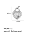 Silver stainless steel heart lock pendant with embossed floral pattern for jewelry - Heart Steel (HP0246S08)