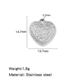 Polished silver stainless steel heart pendant with textured relief design and dimensions - Heart Steel (HP0246S09)