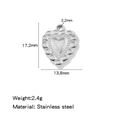 Polished silver heart pendant in stainless steel with textured edges and dimensions - Heart Steel (HP0246S10)