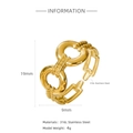 18k gold 316L stainless steel chain infinity open ring for women with 19mm height - Pig Nose Cut Out