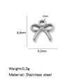 Polished silver stainless steel bow pendant with dimensions 8.8mm by 9.2mm for jewelry making - Bow Steel (HP0246S15)