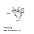 Silver bow pendant in stainless steel, measuring 19.6mm by 20.6mm with 2mm hole - Bow Steel (HP0246S16)