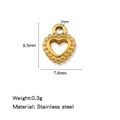 18K gold plated stainless steel hollow heart pendant charm with beaded edge 9.5x7.6mm - Heart Gold (HP0246G04)